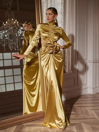 Renwick Long Sleeve Flower Cutout Maxi Dress