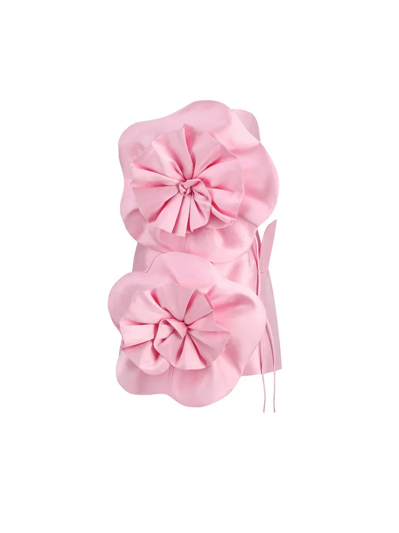 Anwen Strapless Flower Mini Dress