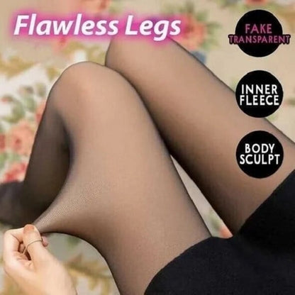 Collant elastici foderati in peluche caldo traslucido Flawless Legs