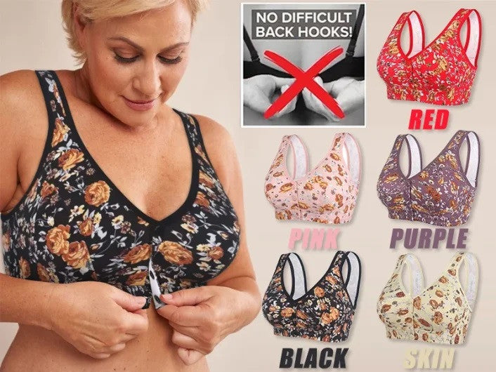 🌸 UBRAS 2024 New Plus Size Front-Closure Flower Bra 🌸