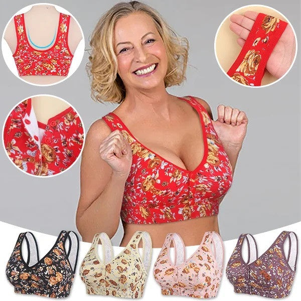 🌸 UBRAS 2024 New Plus Size Front-Closure Flower Bra 🌸