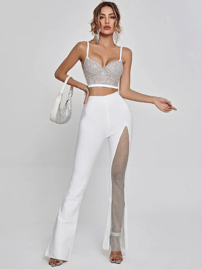 Brianna Crystal Bustier Top In White