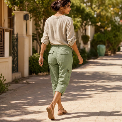 Movana – Women's Comfortable Stretch Capri with Pockets
