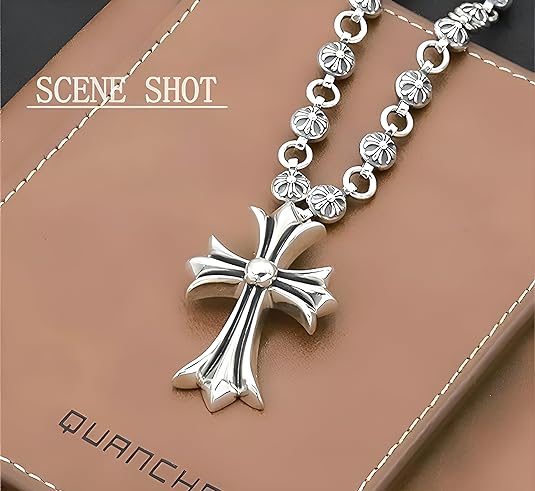 Unisex Necklace Cross 925 Silver Plated