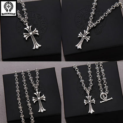 Unisex Necklace Cross 925 Silver Plated