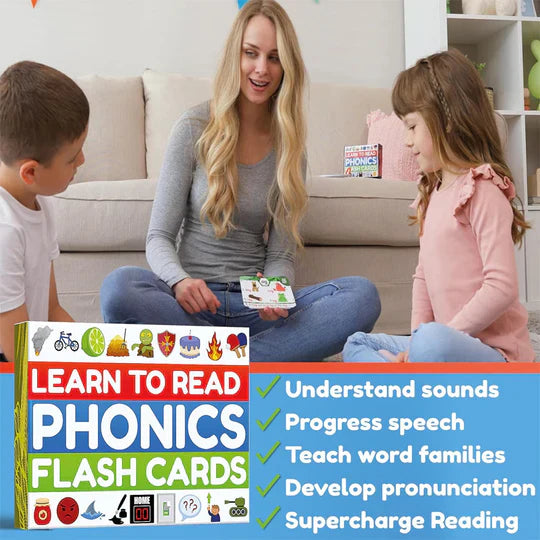 Phonics-Flash-Karten – Lesen lernen in 20 Schritten – Digraphen CVC-Blends mit langen Vokalen