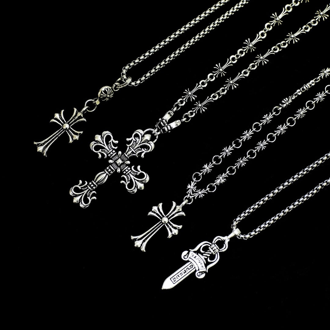 Unisex Necklace Cross 925 Silver Plated